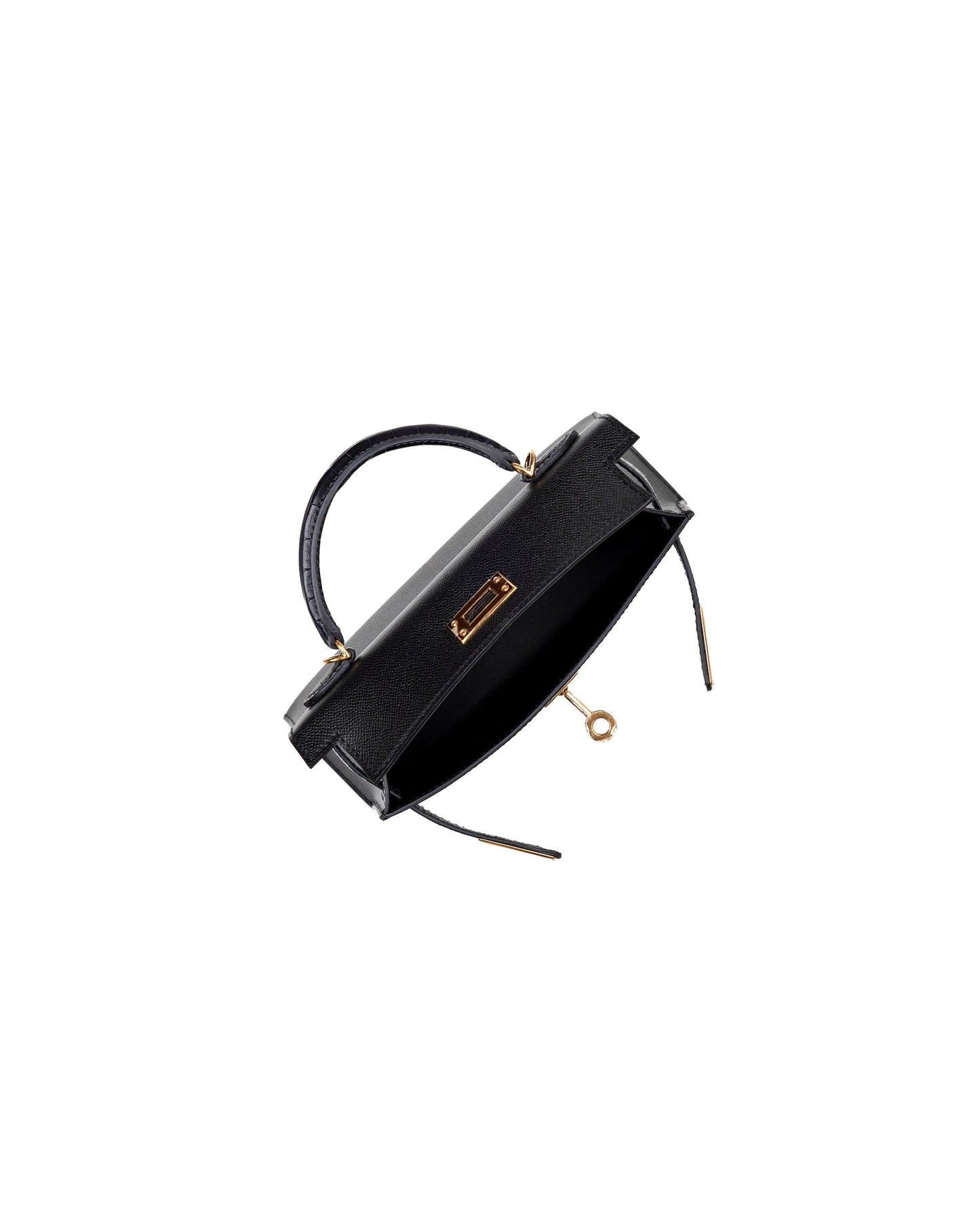 Kelly 20 Sellier Black in Madame Touch Alligator with Gold Hardware