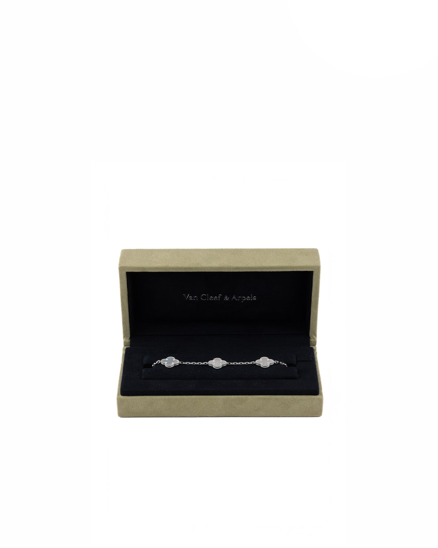 Van Cleef & Arpels 18k White Mop 5 Motifs Vintage Alhambra Bracelet