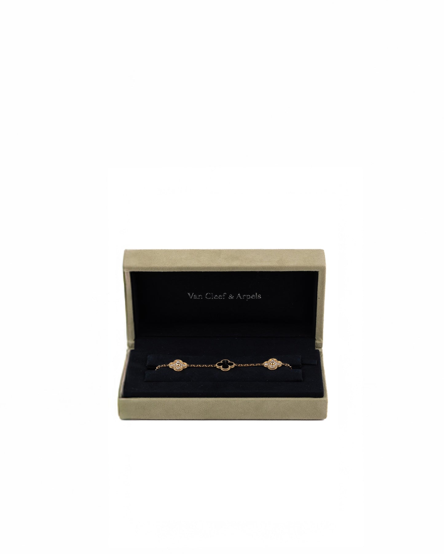 Van Cleef & Arpels Gray Mother of Pearl Rose Gold Diamonds 5 Motifs Vintage Alhambra Bracelet
