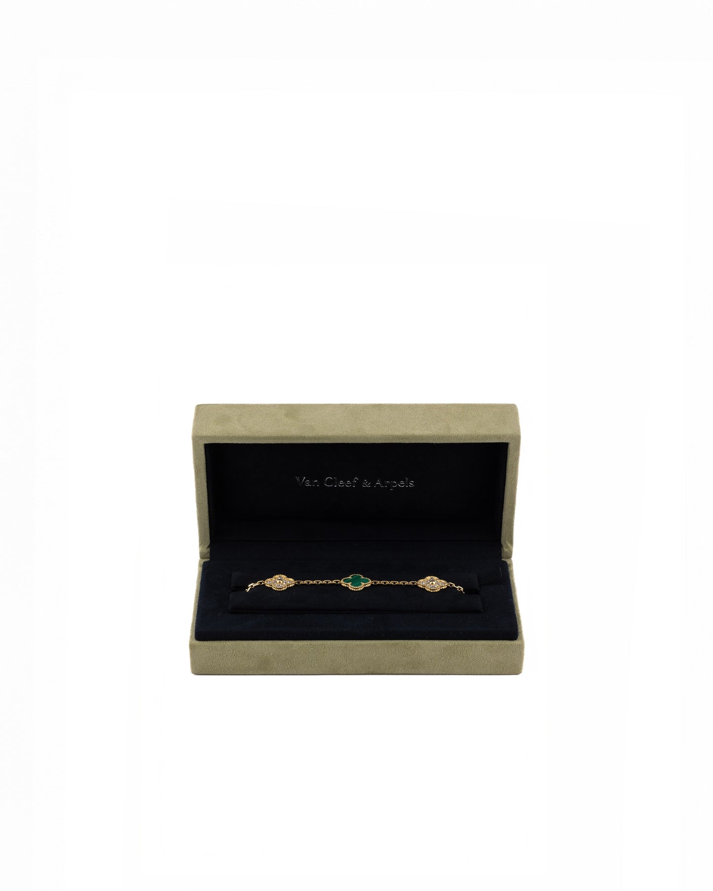 Van Cleef & Arpels Gold, Malachite and Diamonds Alhambra Bracelet