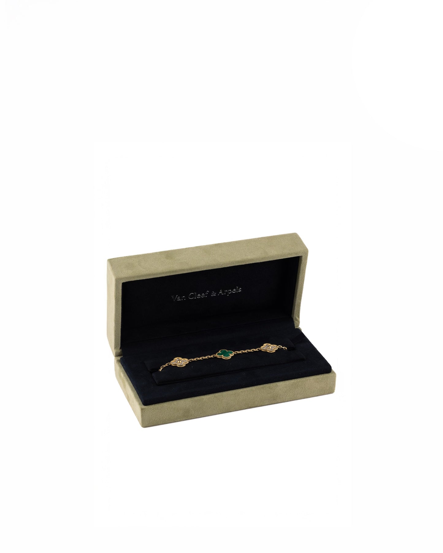 Van Cleef & Arpels Gold, Malachite and Diamonds Alhambra Bracelet