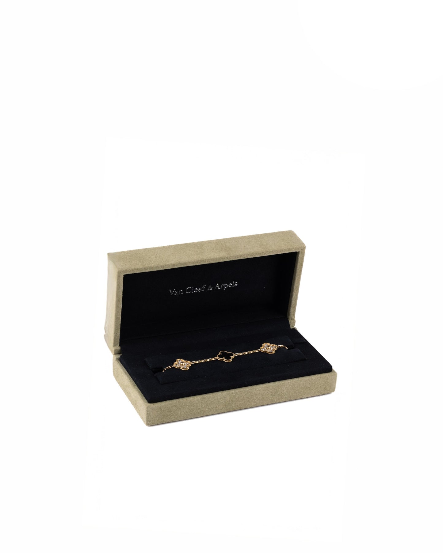Van Cleef & Arpels Gray Mother of Pearl Rose Gold Diamonds 5 Motifs Vintage Alhambra Bracelet