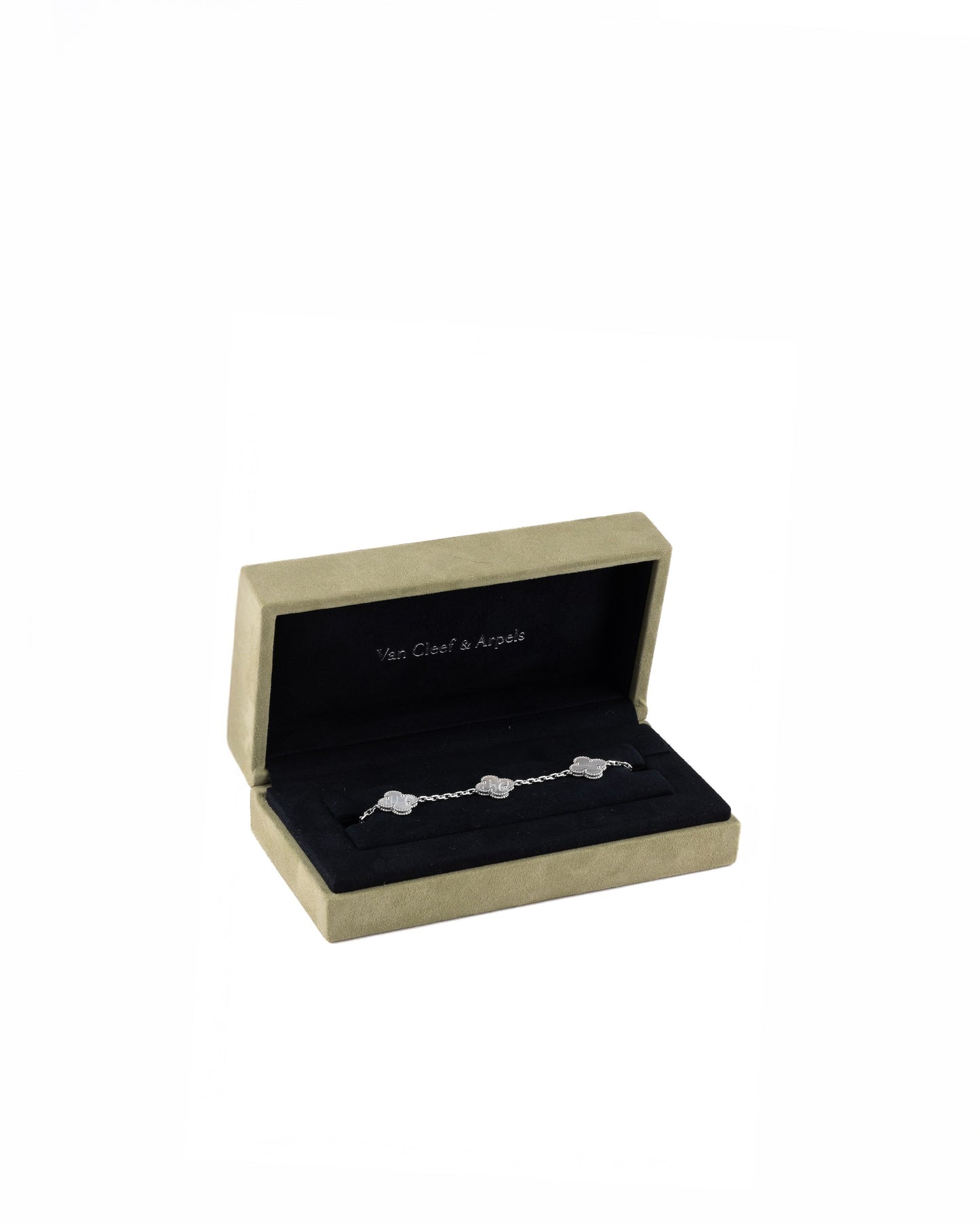 Van Cleef & Arpels 18k White Mop 5 Motifs Vintage Alhambra Bracelet