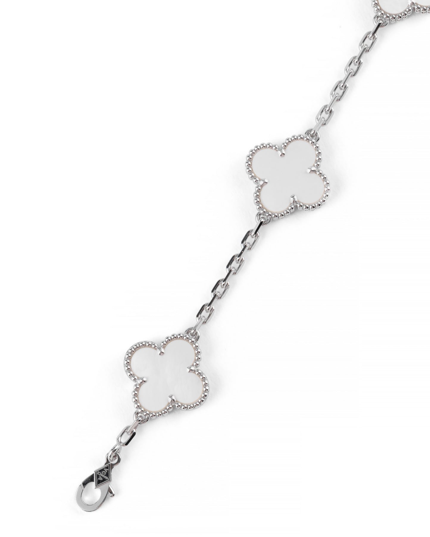 Van Cleef & Arpels 18k White Mop 5 Motifs Vintage Alhambra Bracelet