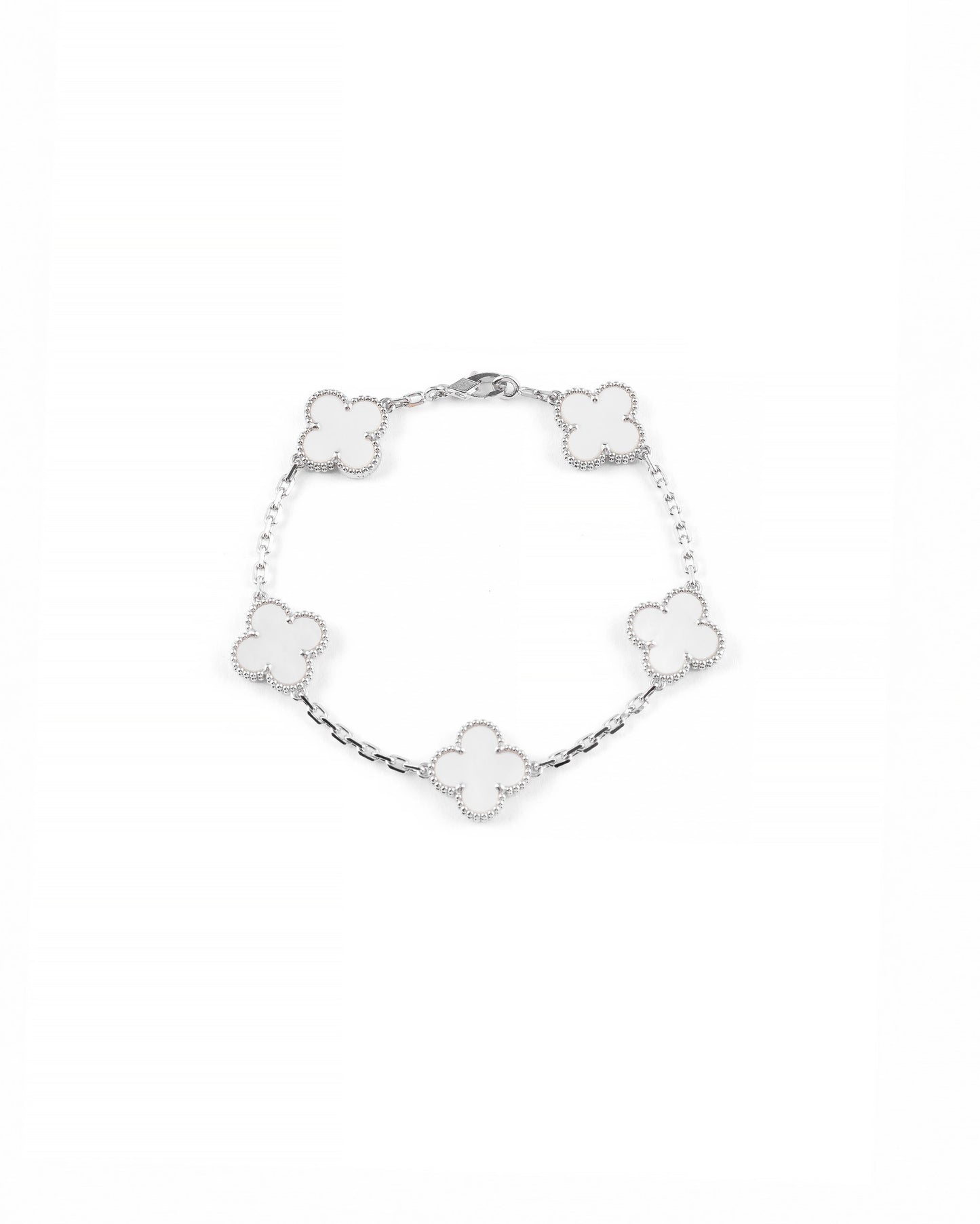 Van Cleef & Arpels 18k White Mop 5 Motifs Vintage Alhambra Bracelet