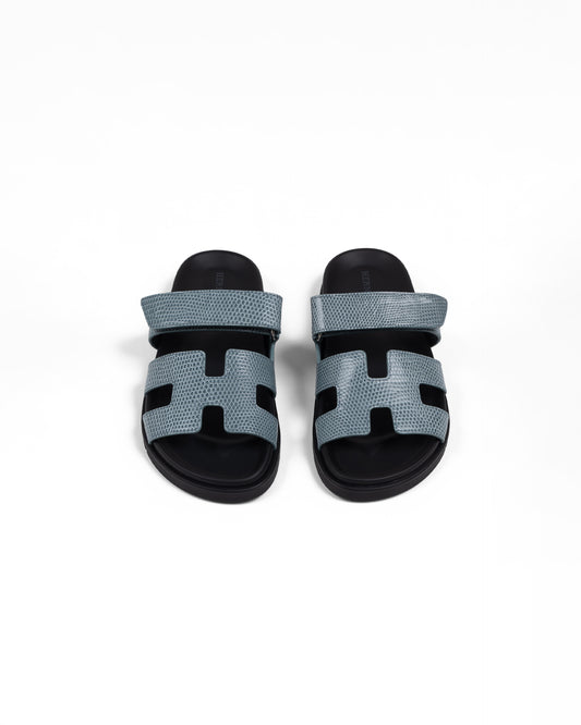 Chypre Sandals Femme Gris Antarctique in Lizard Leather