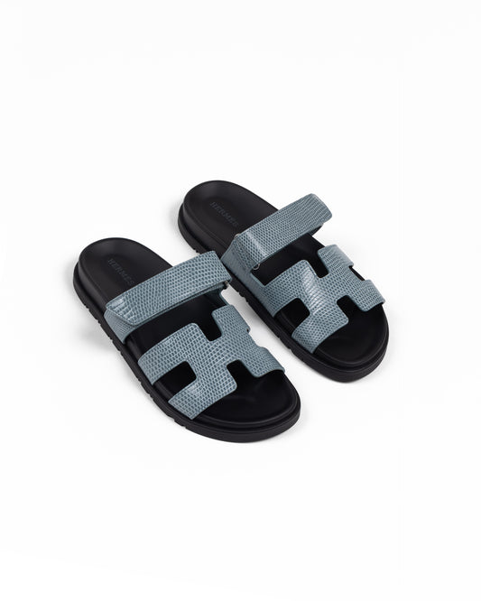 Chypre Sandals Femme Gris Antarctique in Lizard Leather