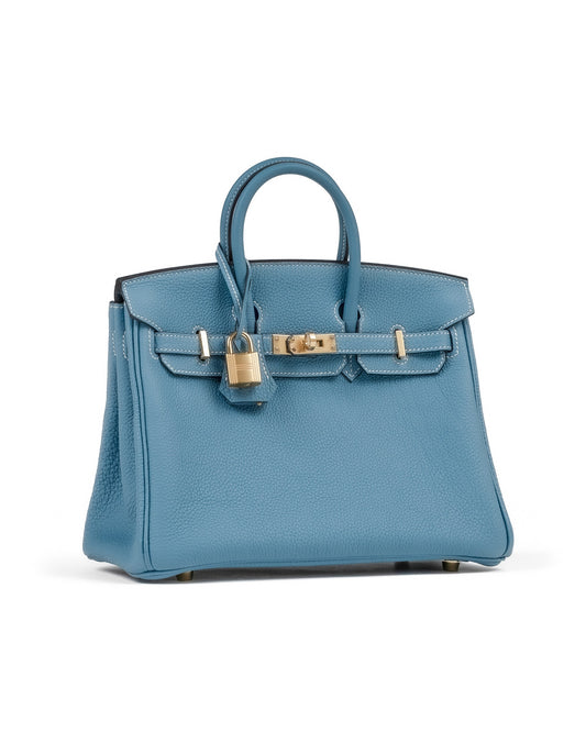 Birkin 25 Blue Jean in Togo Leather with Gold Hardware