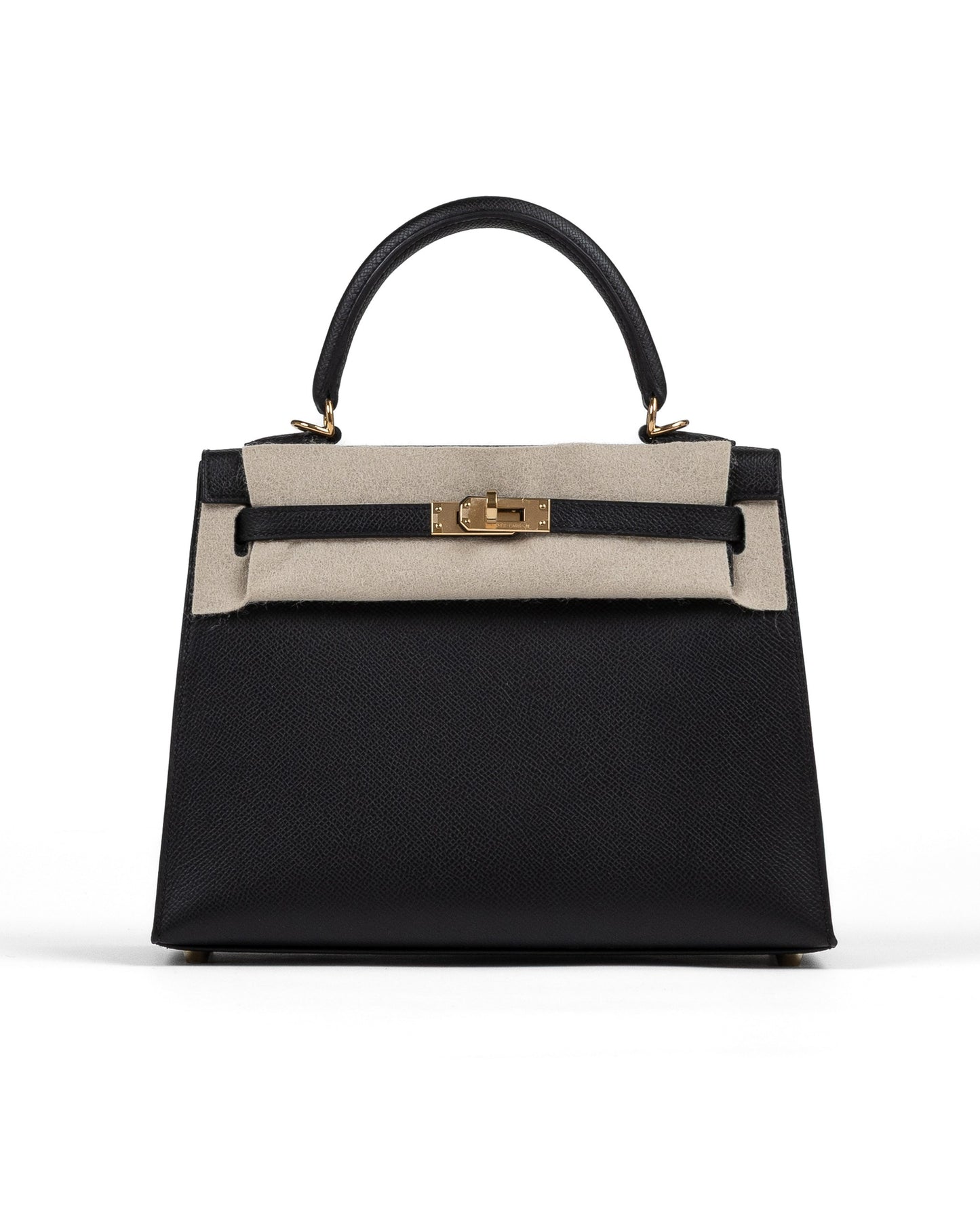Kelly 25 Sellier Black in Epsom Leather with Gold Hardware