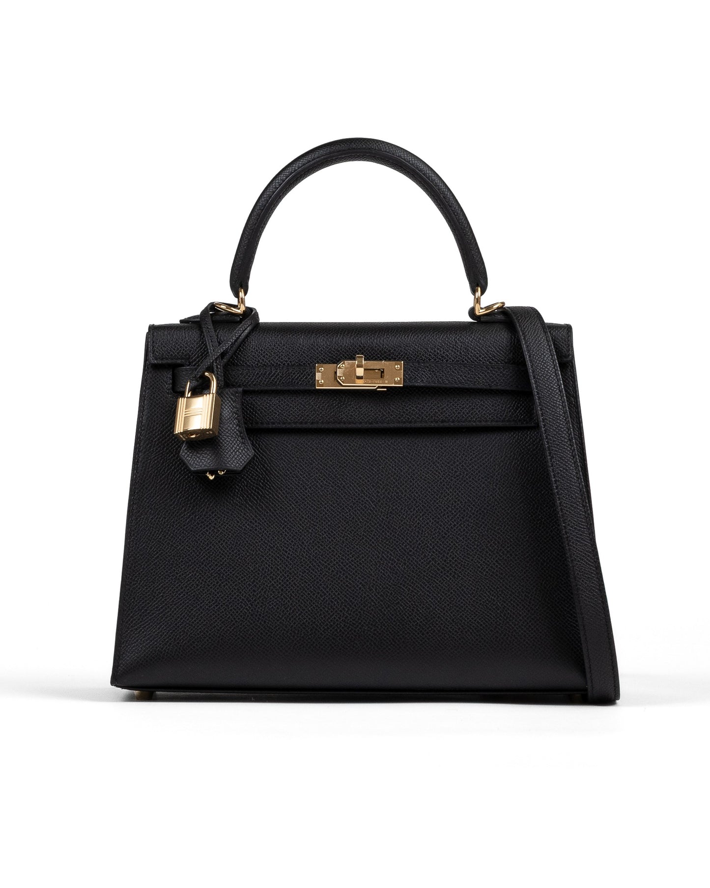 Kelly 25 Sellier Black in Epsom Leather with Gold Hardware