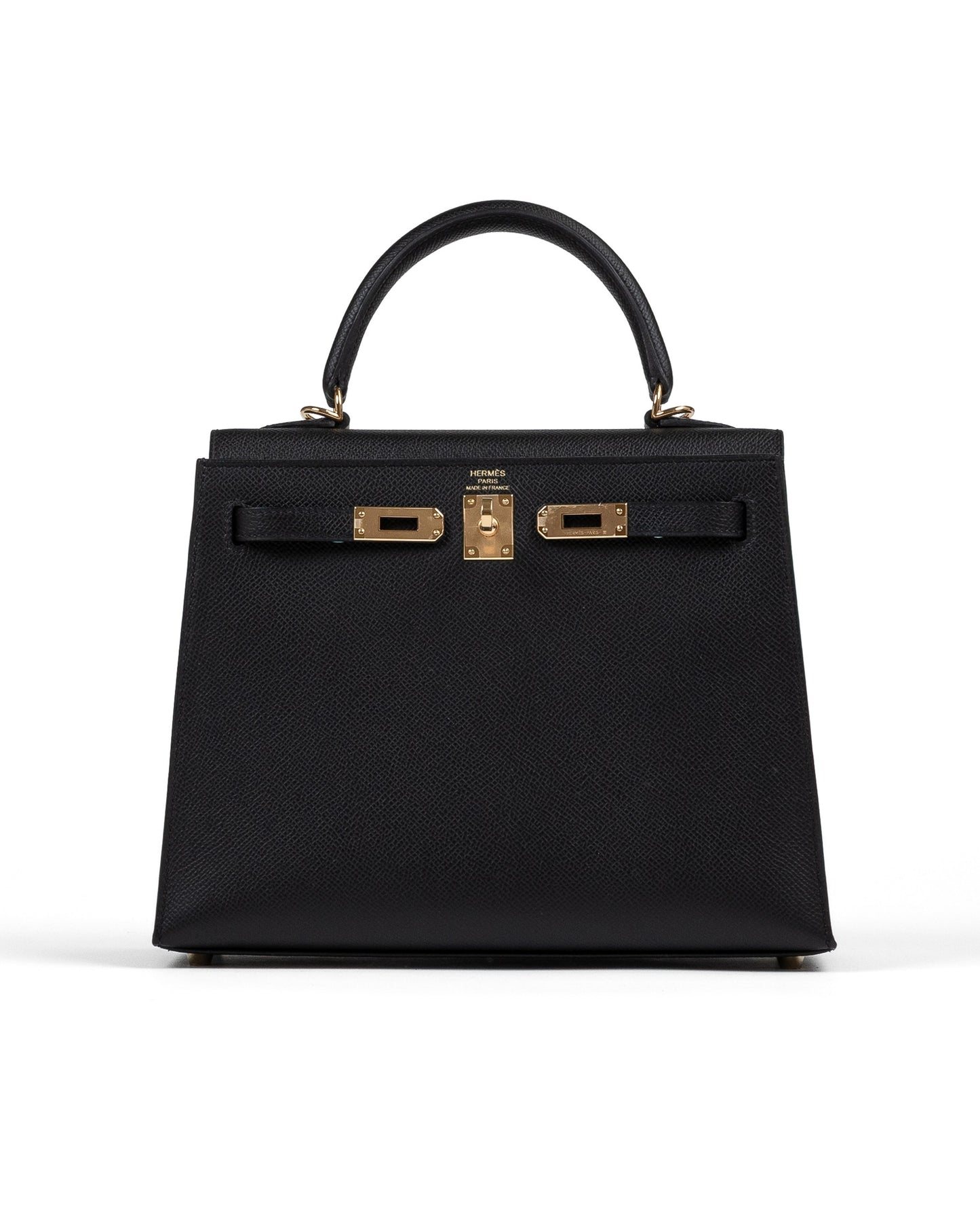 Kelly 25 Sellier Black in Epsom Leather with Gold Hardware