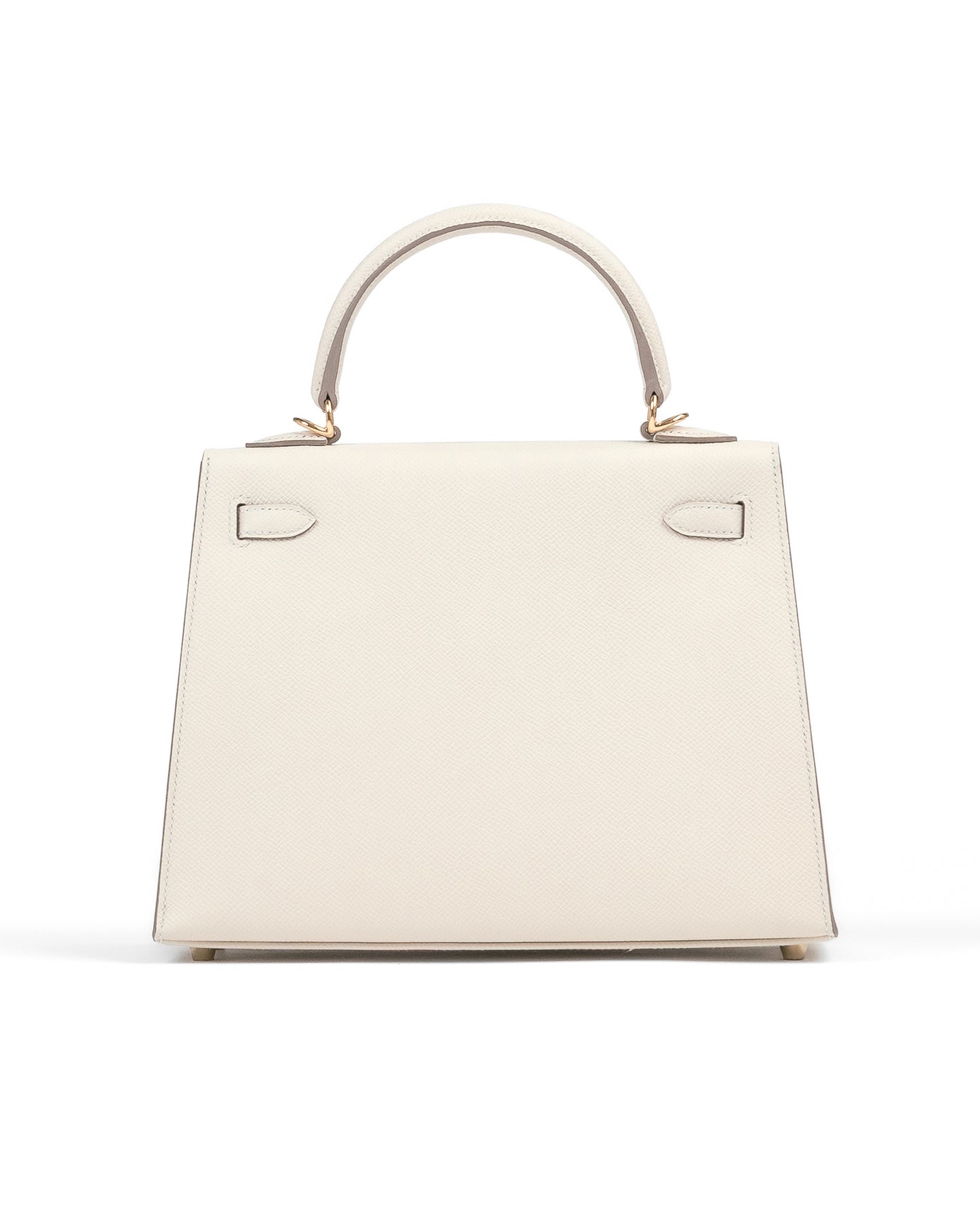 Kelly 25 Sellier Craie in Epsom leather with Gold Hardware