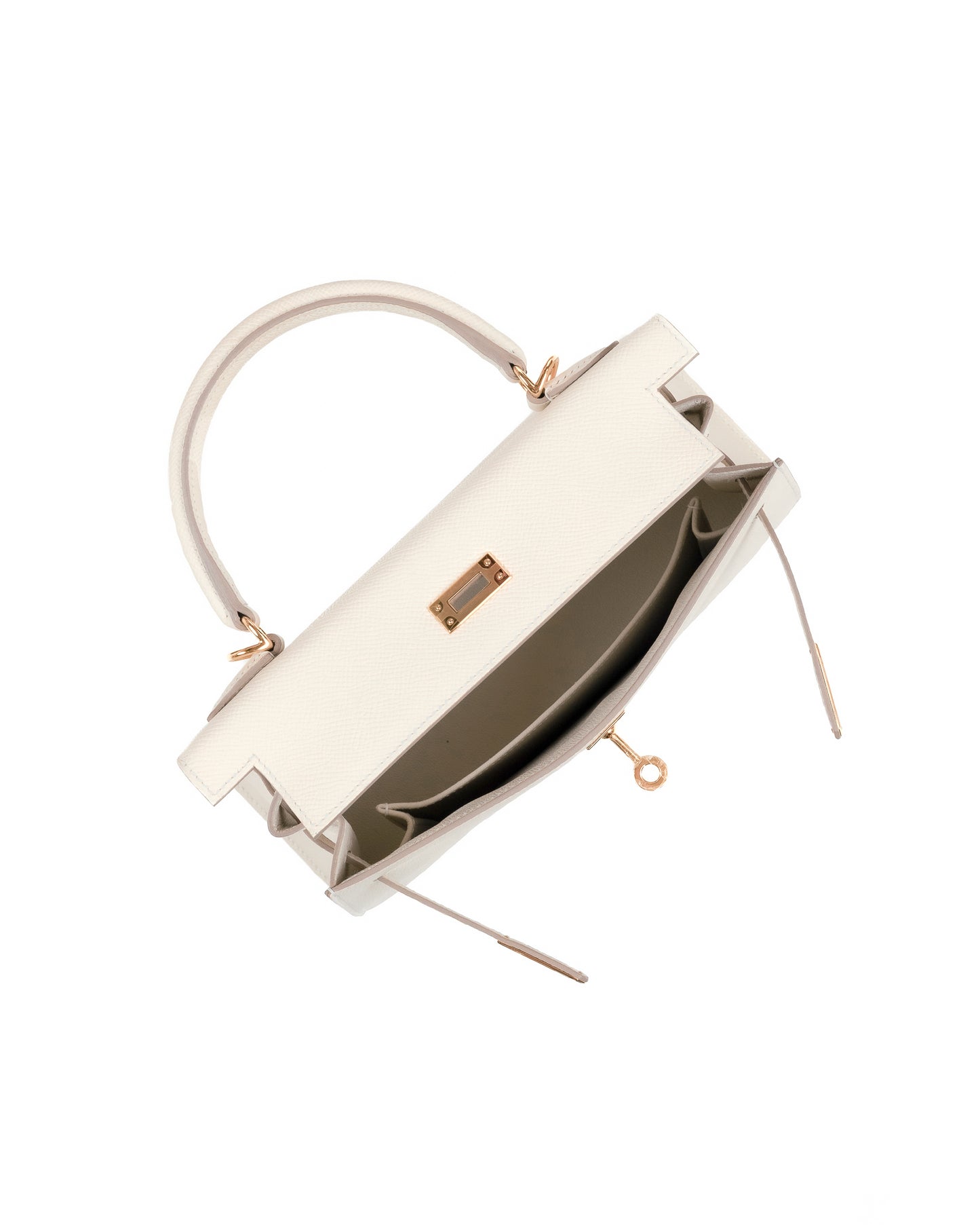 Kelly 25 Sellier Craie in Epsom leather with Gold Hardware