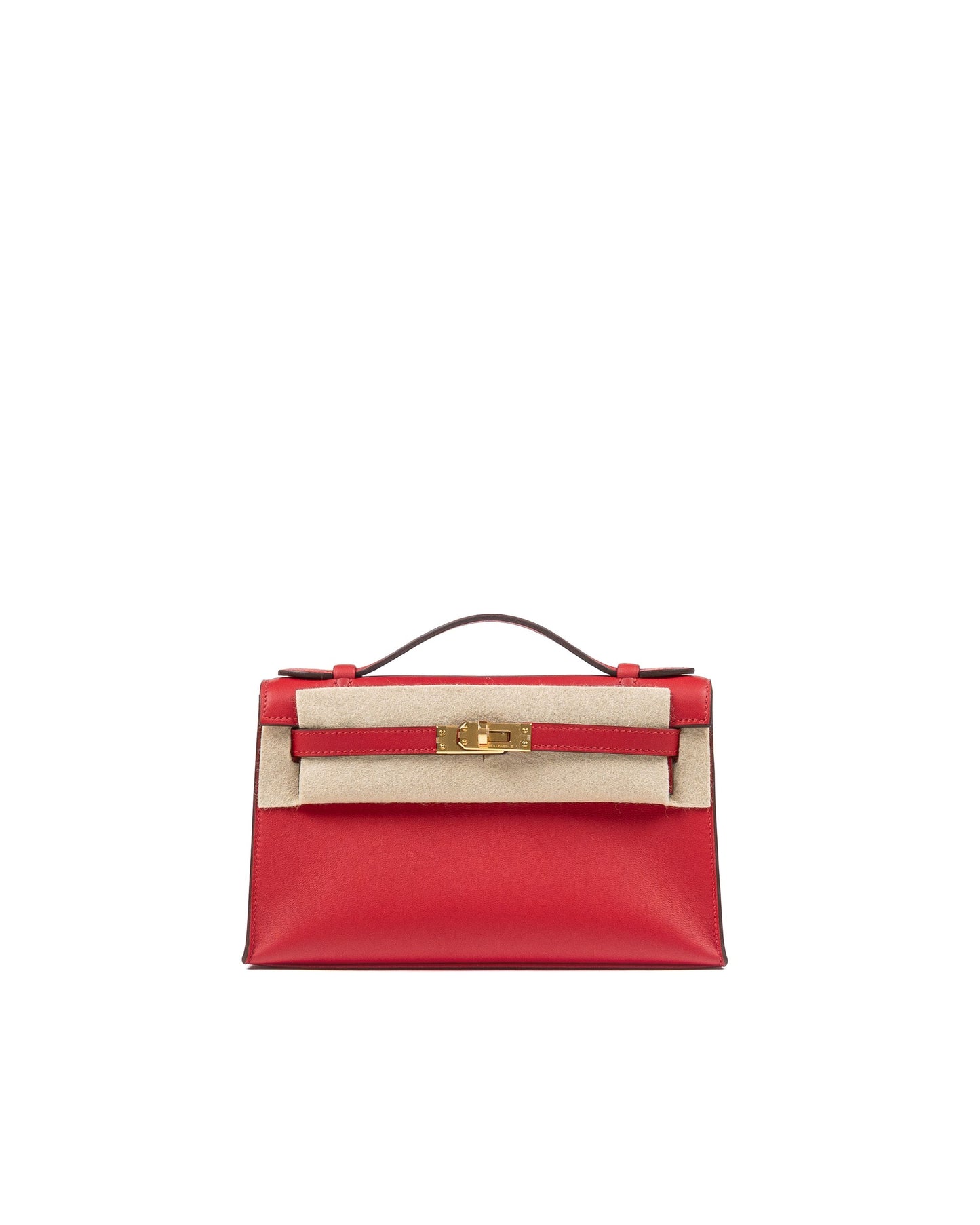 Kelly Pochette Rouge Radieux in Swift Leather with Gold Hardware
