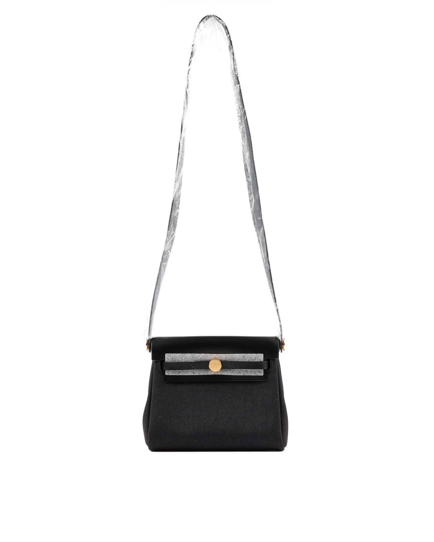Mini Herbag Black Canvas and Vache Hunter Leather with Gold Hardware