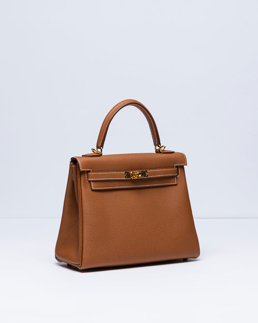 Kelly 25 Gold Togo Leather with Gold Hardware