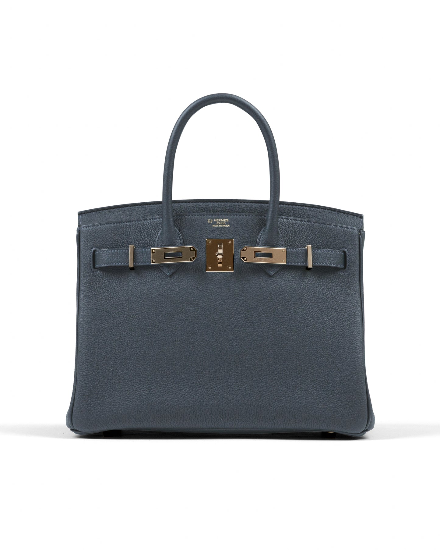 Birkin 30 HSS Gris Misty in Togo Leather Jaune De Naples Interior with Permabrass Hardware