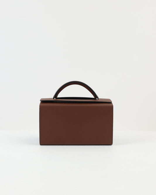 Petit H Boxbag in Hunter Cowhide & Bleu Saphir Shiny Alligator with Brass Hardware