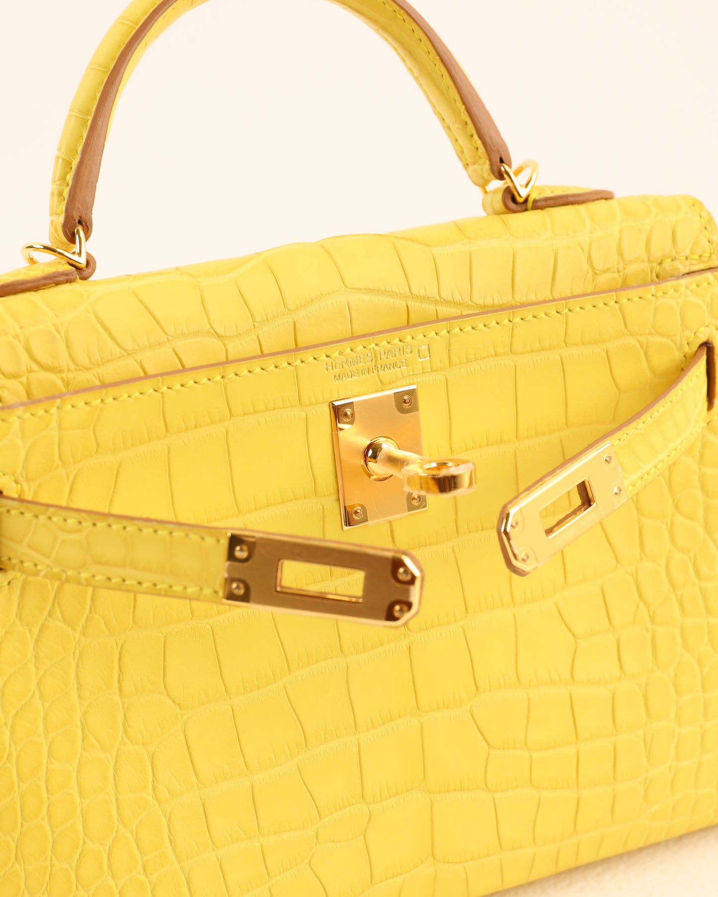 Kelly 20 Mimosa Sellier Matte Alligator with Gold Hardware