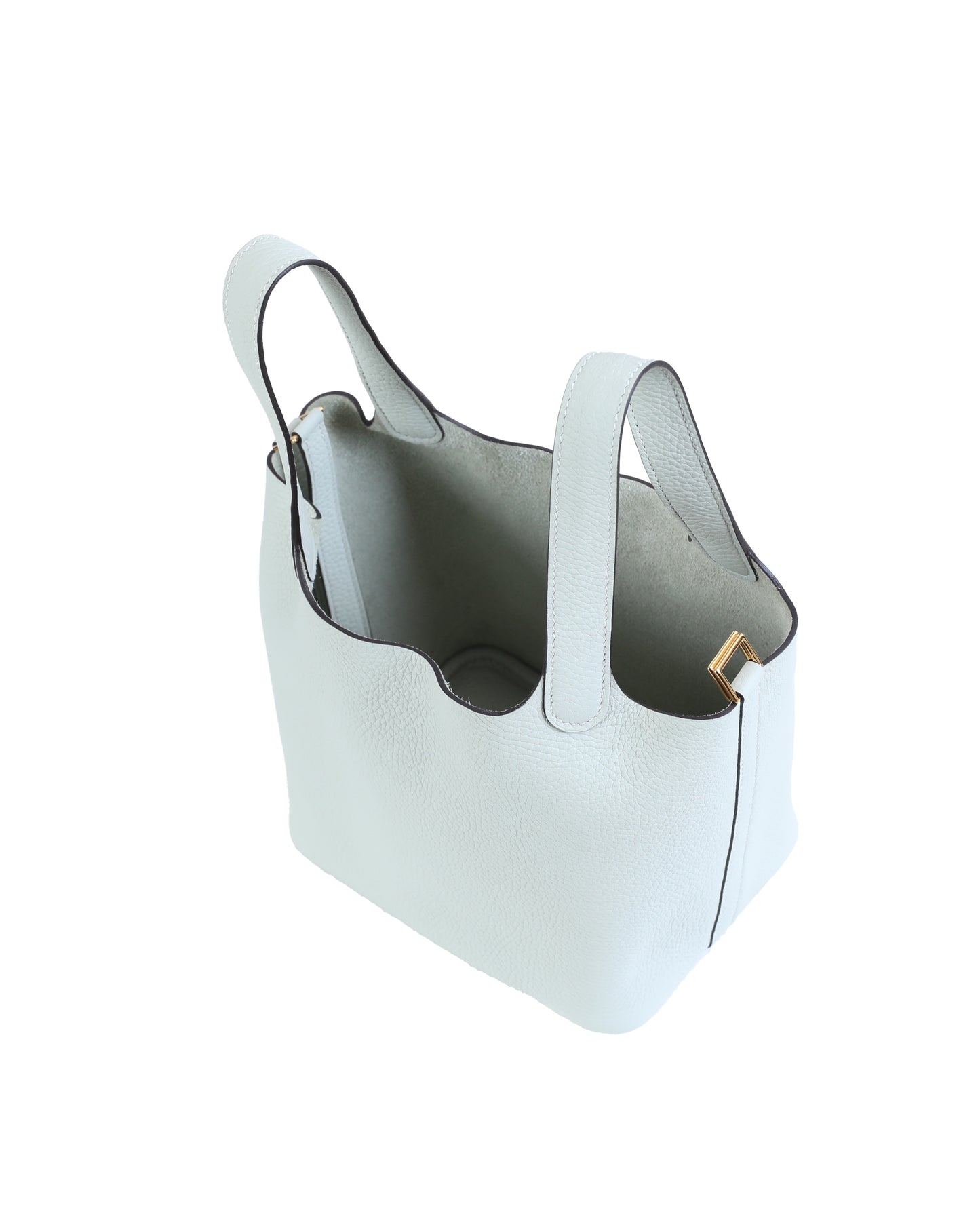 Picotin Lock 18 Gris Neve in Taurillon Clemence with Gold Hardware