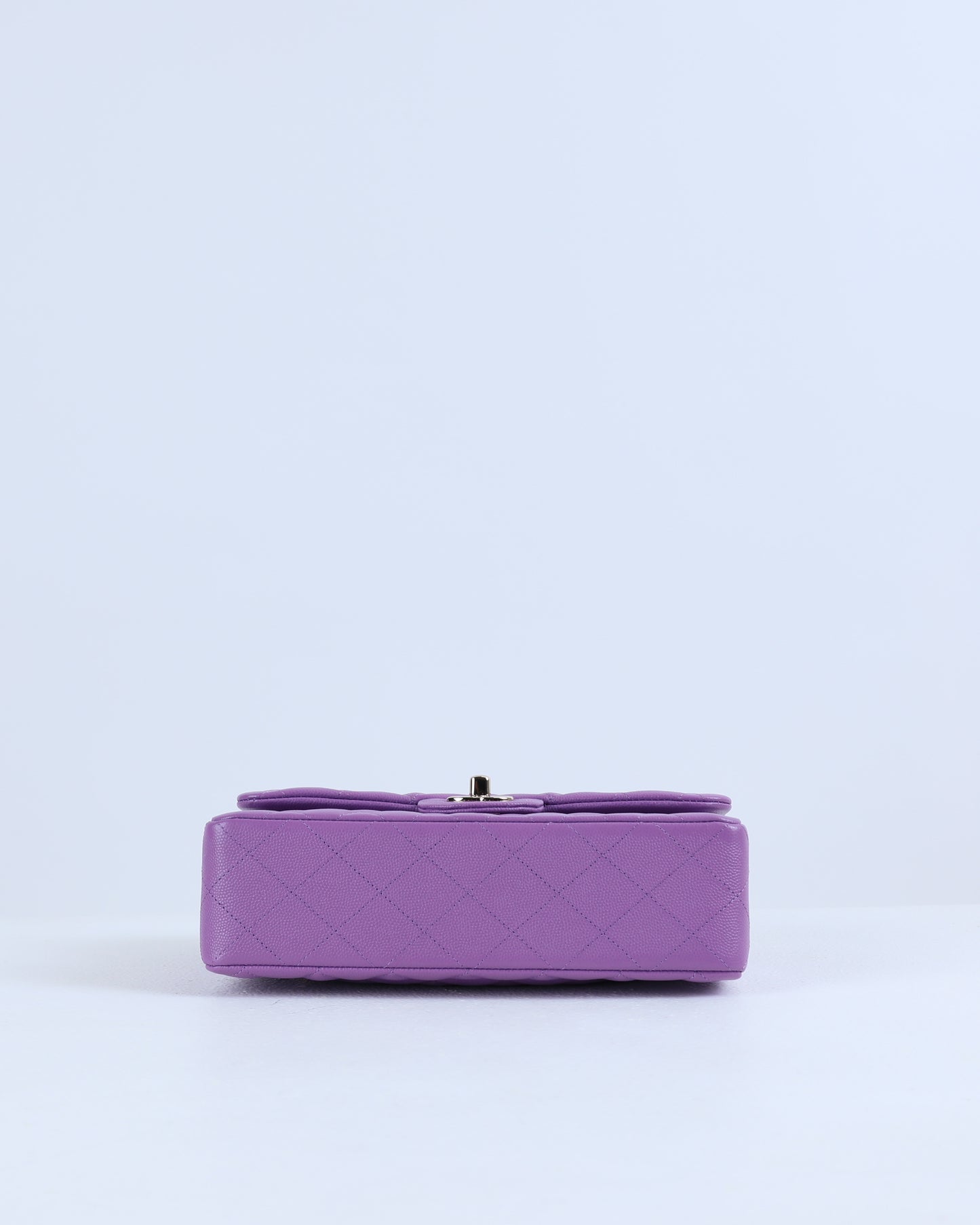 Chanel Purple Quilted Caviar Small Classic Double Flap with Champagne Hardware