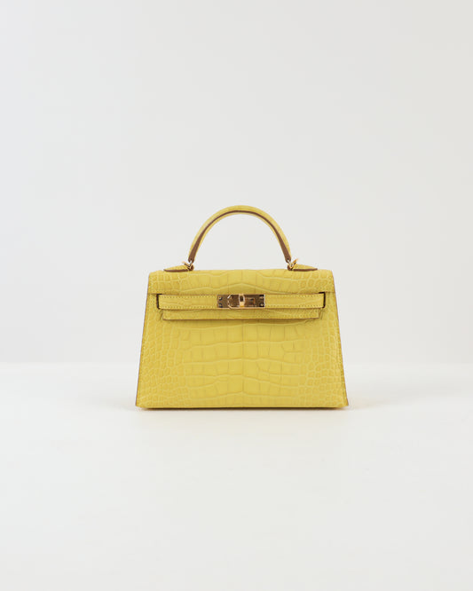 Kelly 20 Mimosa Sellier Matte Alligator with Gold Hardware