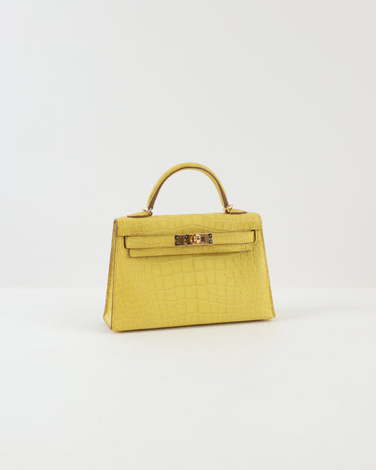 Kelly 20 Mimosa Sellier Matte Alligator with Gold Hardware