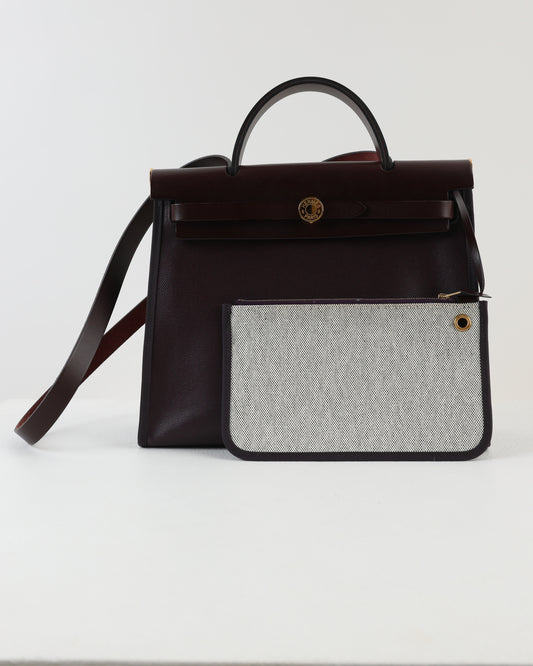 Herbag Zip 31 in Burgundy with Coated Canvas Gold Hardware
