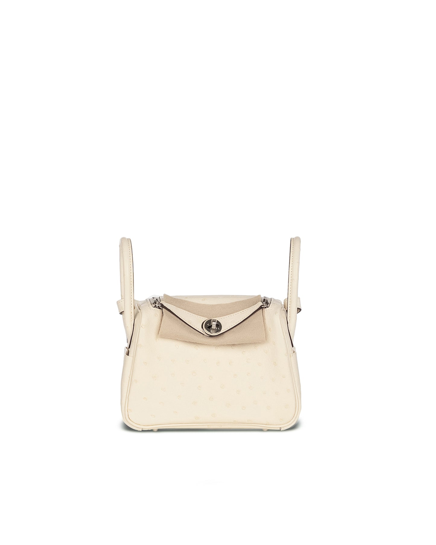 Mini Lindy in Nata Boreal Ostrich Leather with Palladium Hardware