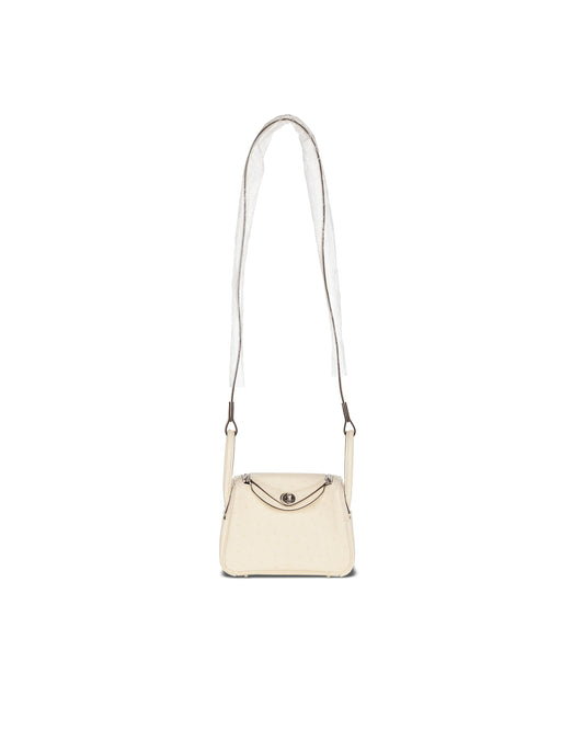 Mini Lindy in Nata Boreal Ostrich Leather with Palladium Hardware