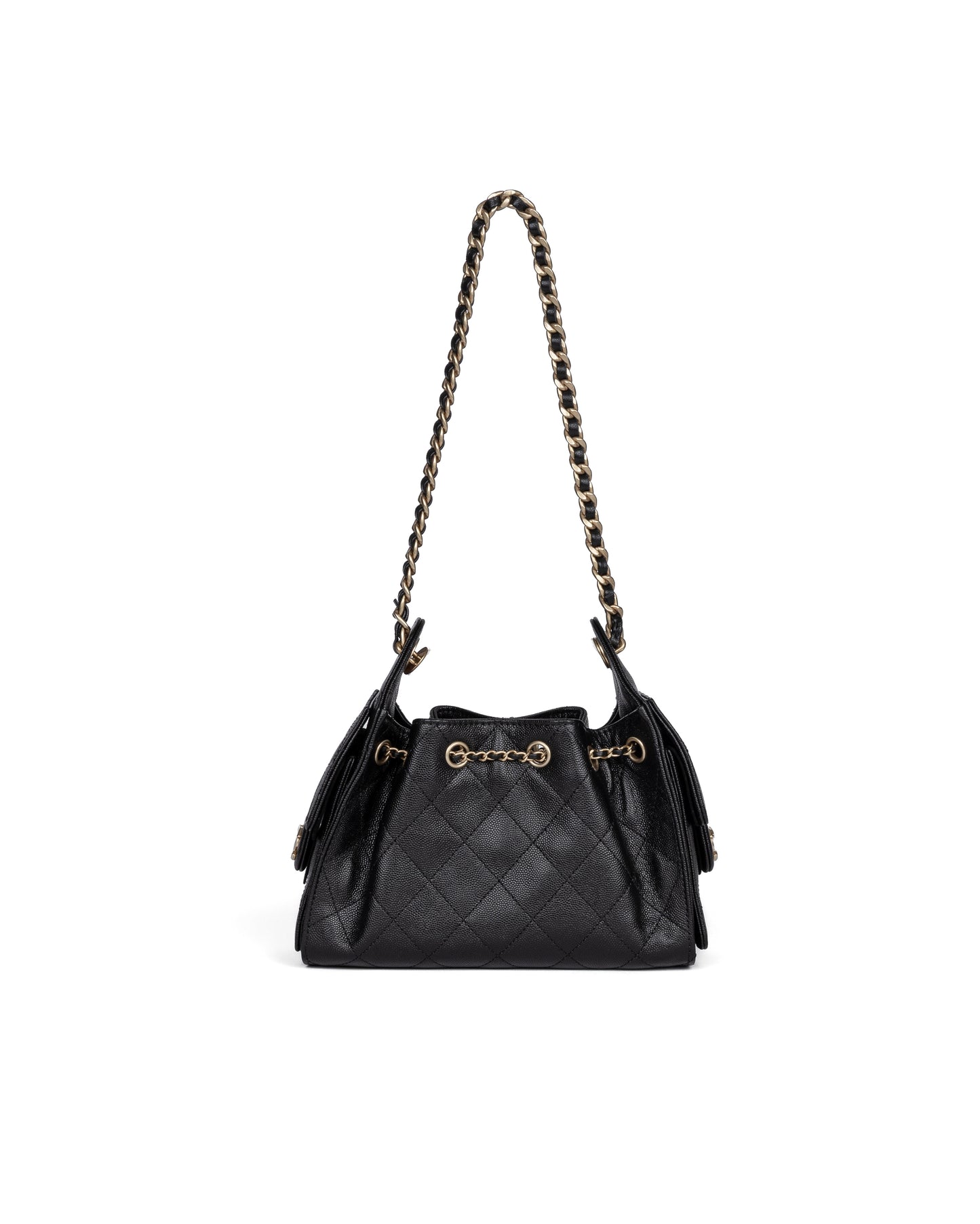 Chanel 25 Mini Black Grained Calfskin with Gold-Tone Hardware