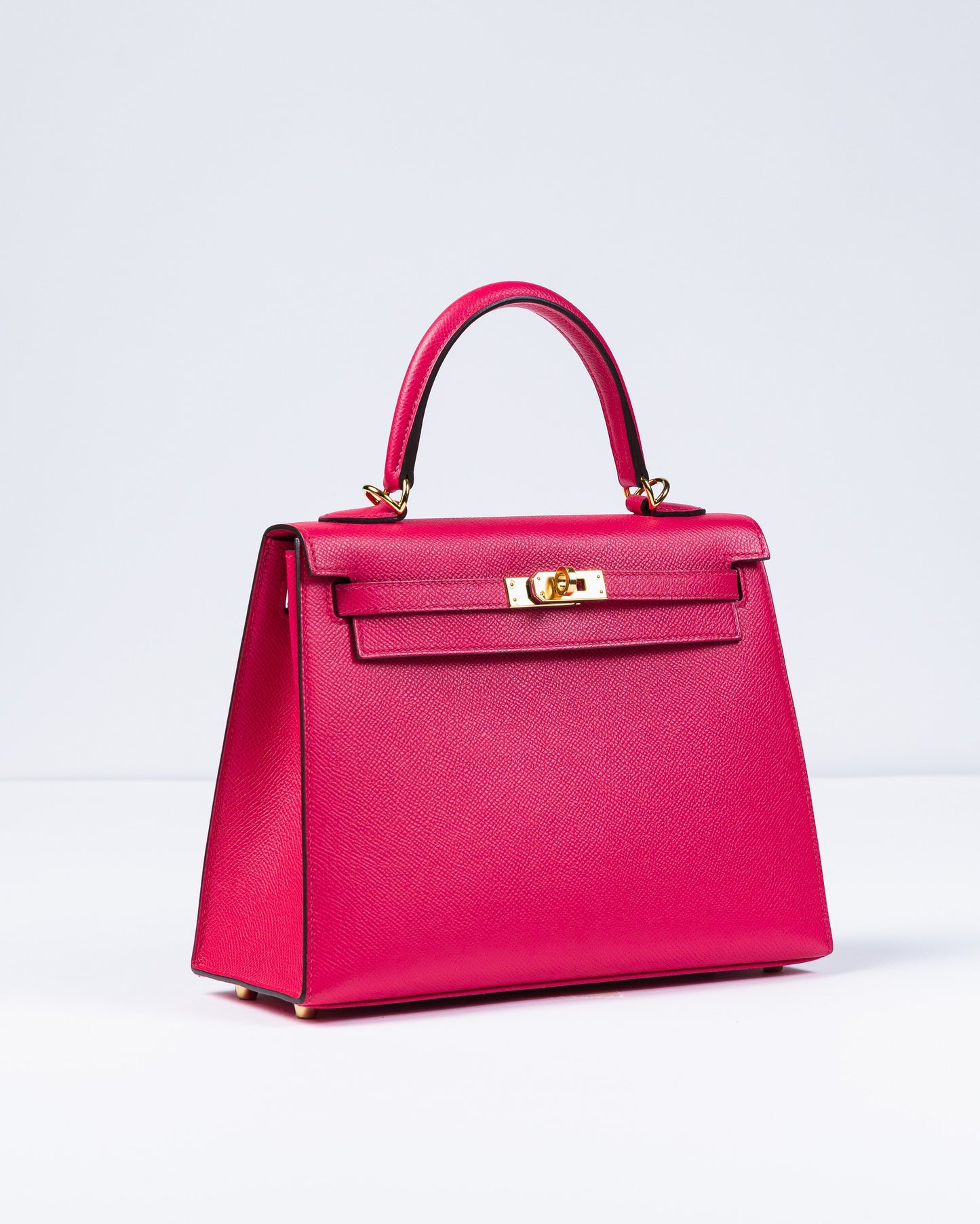 Kelly 25 Sellier Rose Extreme in Epsom leather with Gold Hardware