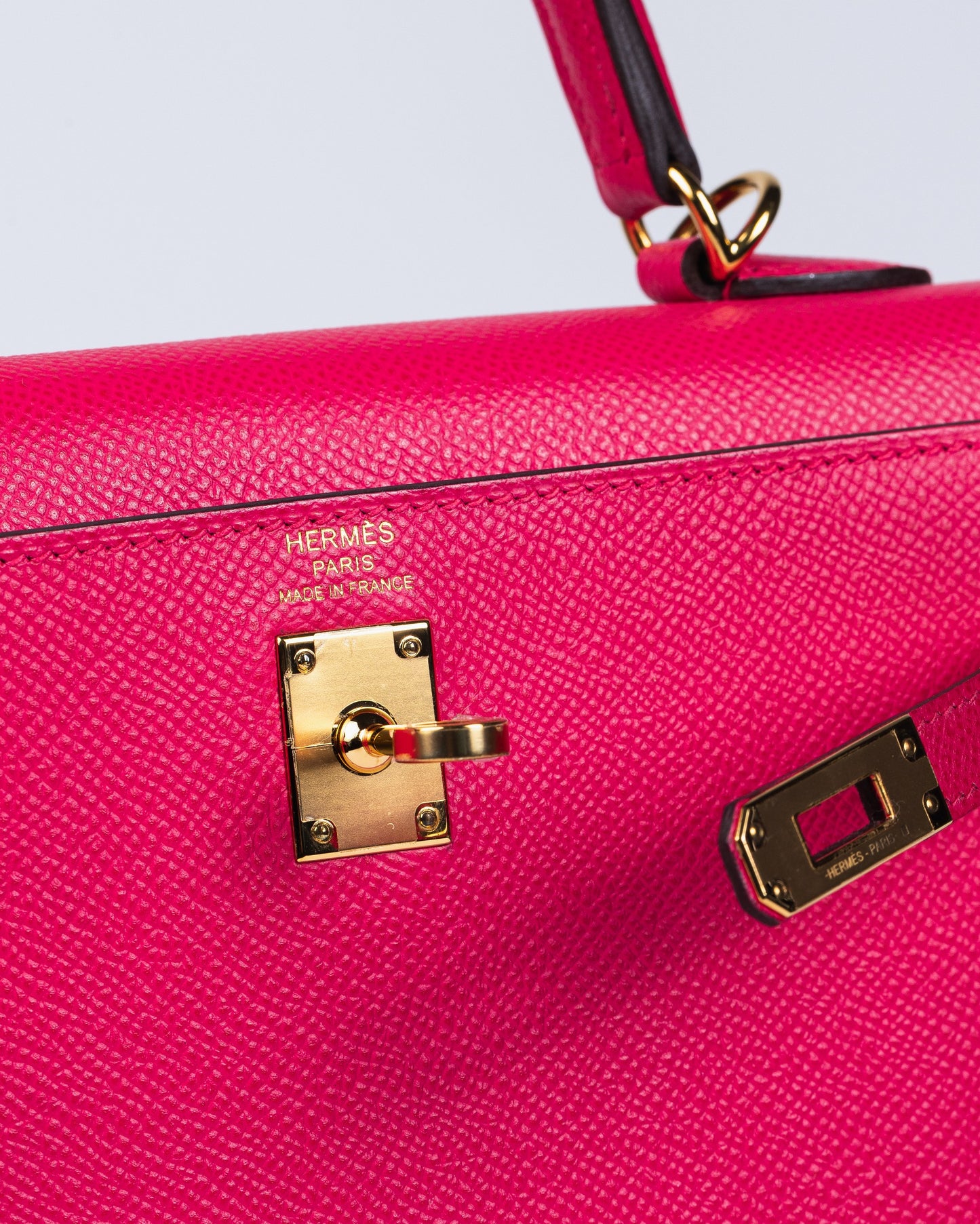 Kelly 25 Sellier Rose Extreme in Epsom leather with Gold Hardware