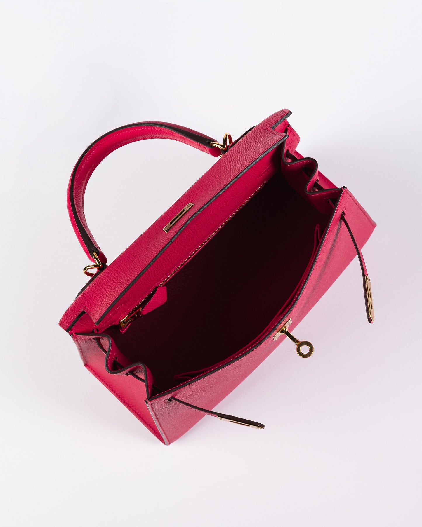 Kelly 25 Sellier Rose Extreme in Epsom leather with Gold Hardware