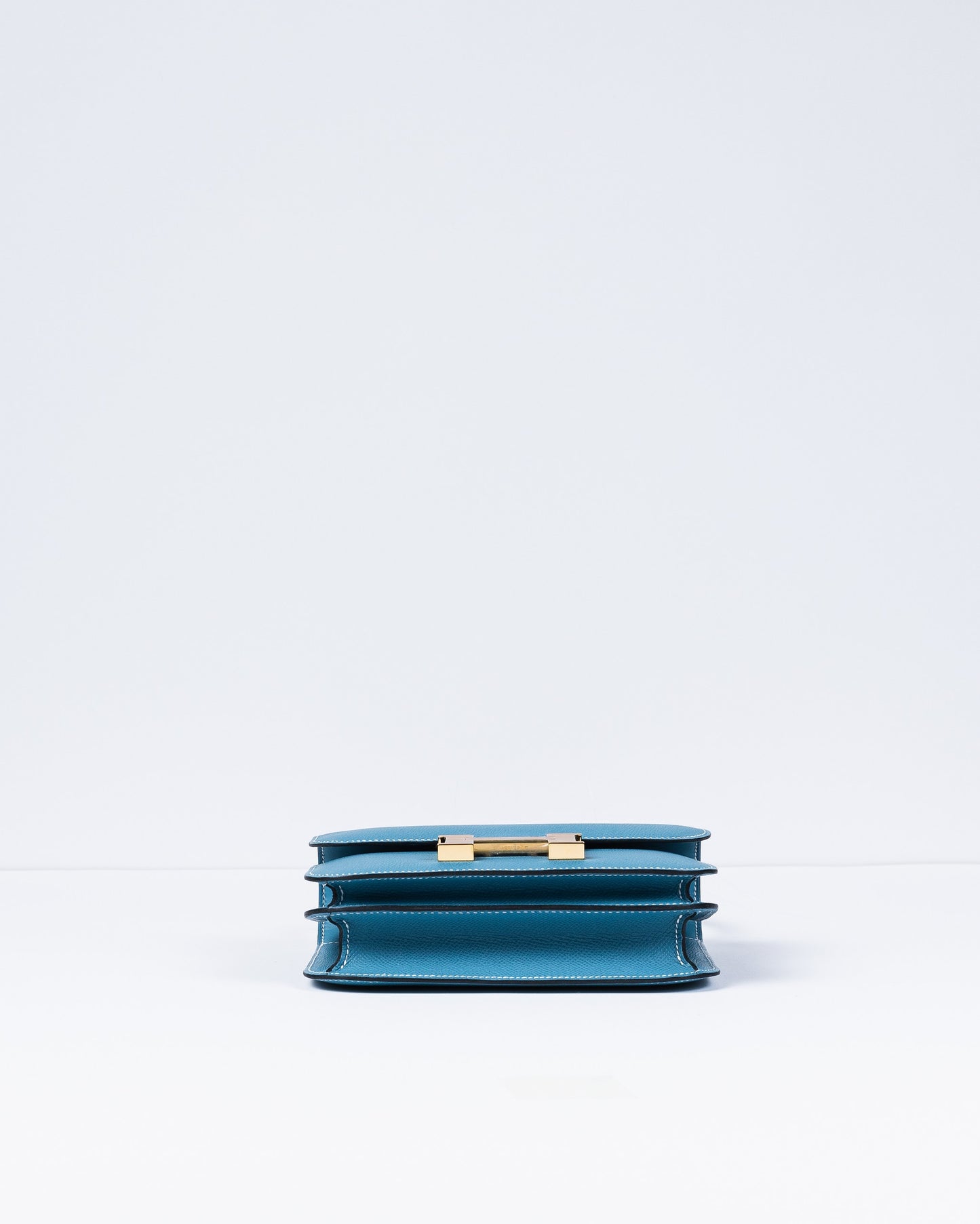 Constance 18 New Blue Jean in Epsom Leather with Gold Hardware