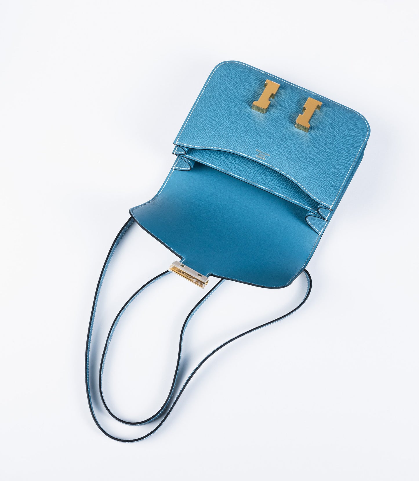 Constance 18 New Blue Jean in Epsom Leather with Gold Hardware