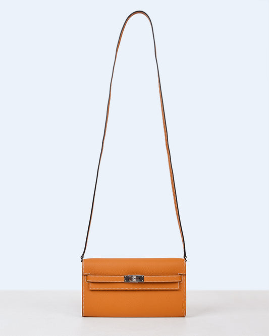Kelly To Go Long Wallet Toffee in Epsom Leather with Palladium Hardware