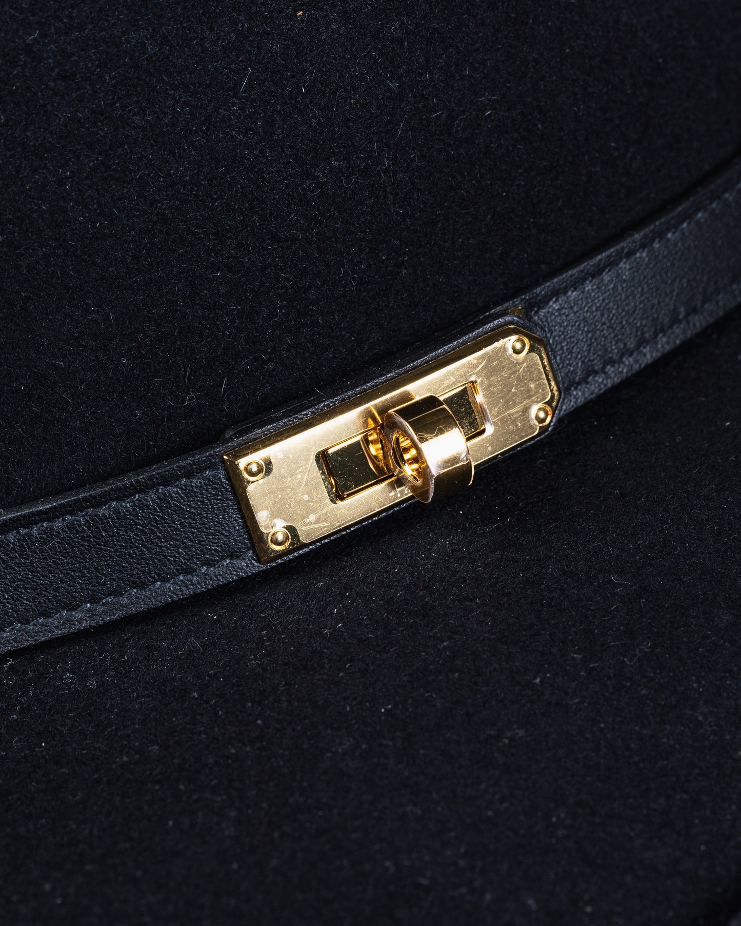 Hampton Hat Black in Felt with Gold Hardware size 58