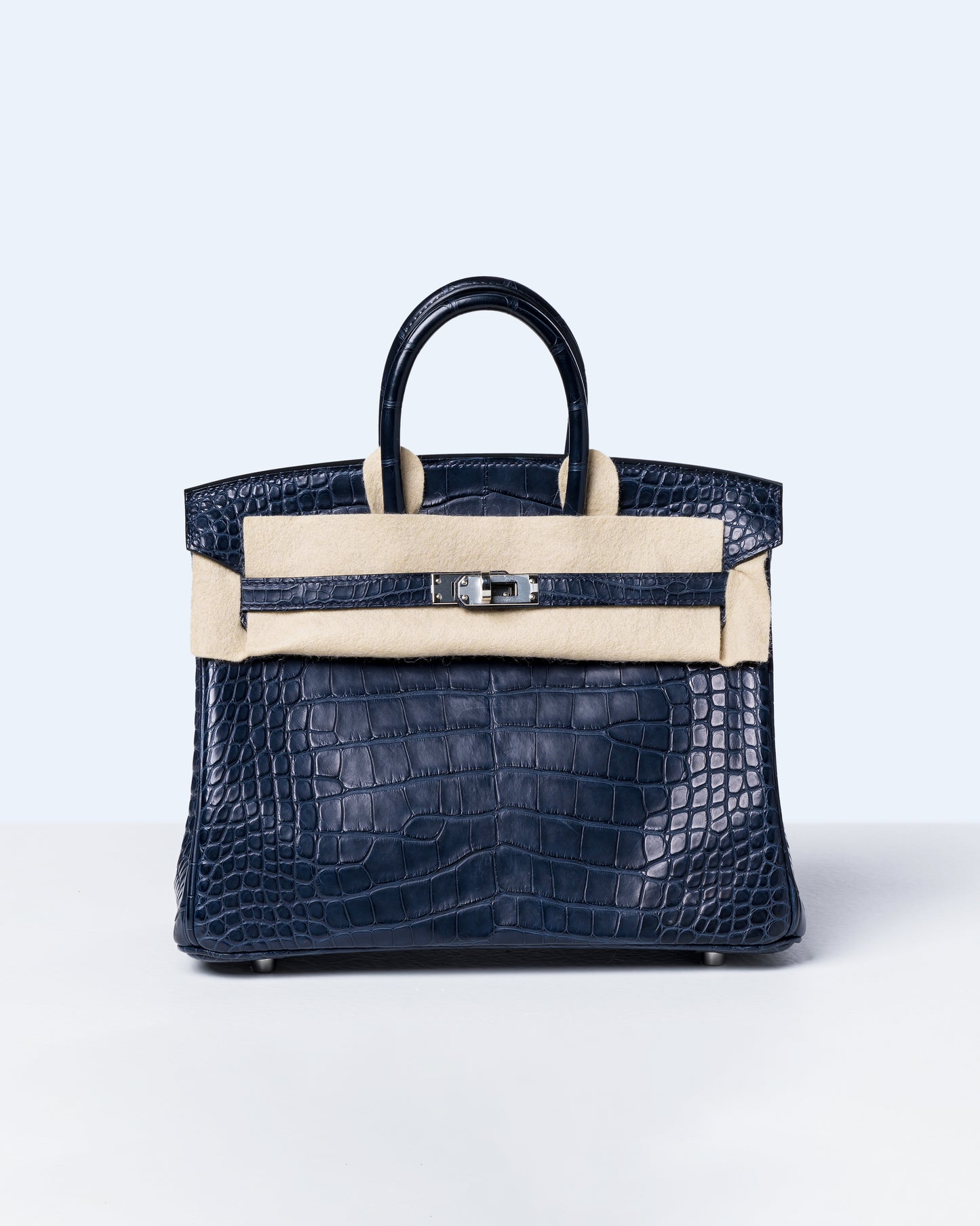 Birkin 25 Bleu in Matte Alligator with Palladium Hardware