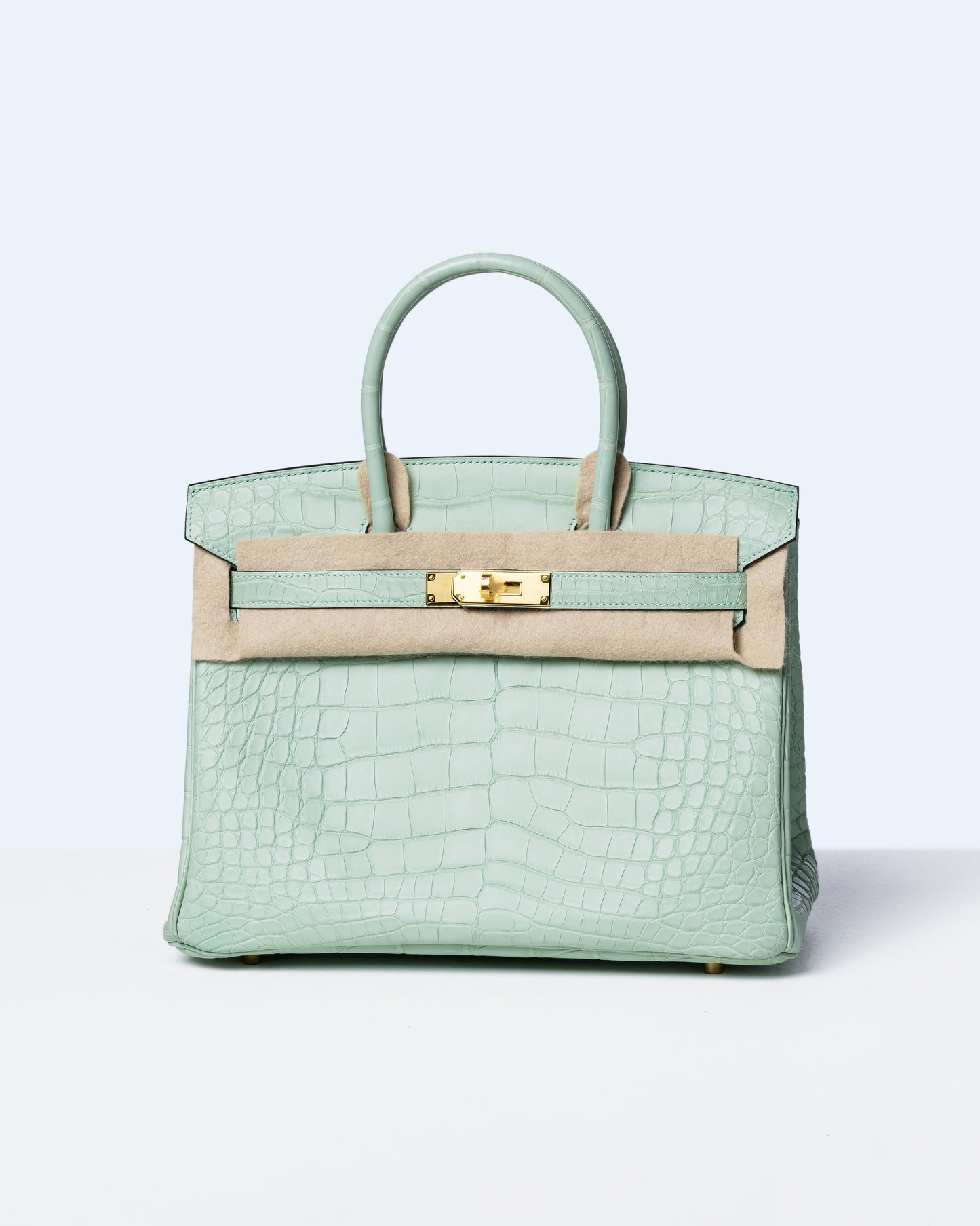 Birkin 30 Vert D'eau in Matte Alligator with Gold Hardware