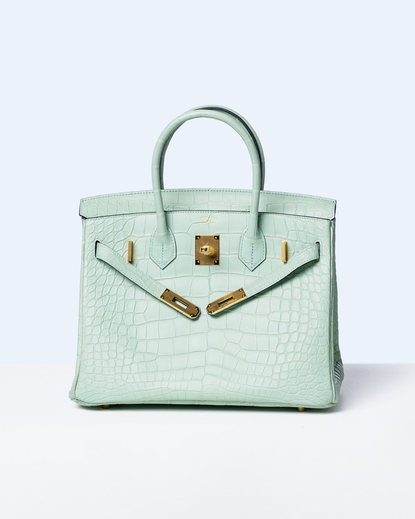 Birkin 30 Vert D'eau in Matte Alligator with Gold Hardware