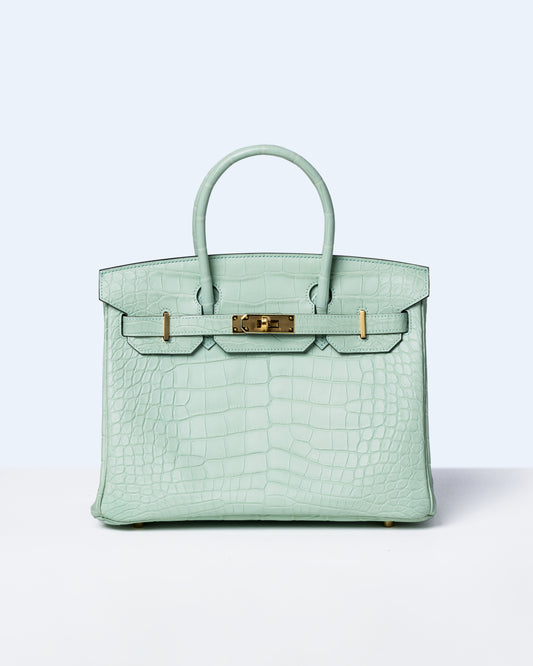 Birkin 30 Vert D'eau in Matte Alligator with Gold Hardware