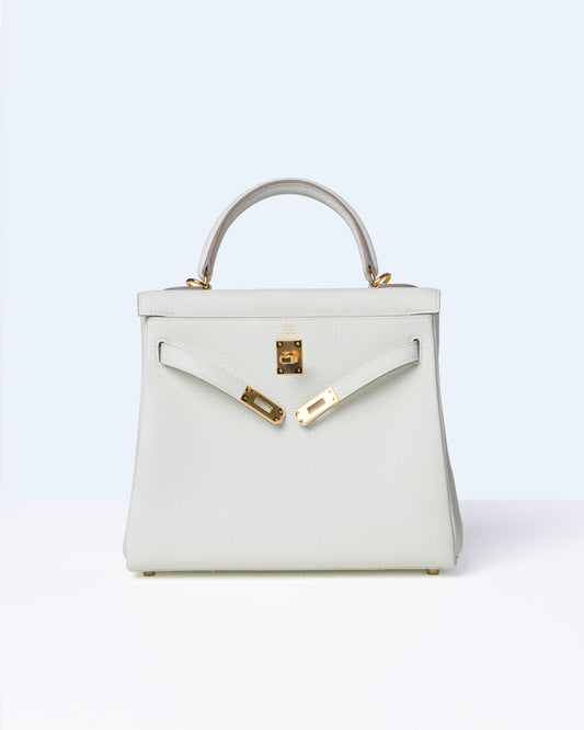 Kelly 25 Mushroom in Togo Leather with Gold Hardware
