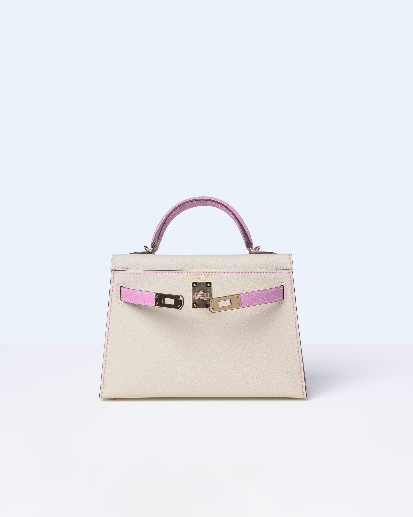Kelly 20 HSS Craie and Mauve Slyvestre in Epsom Leather with Rose Gold Hardware