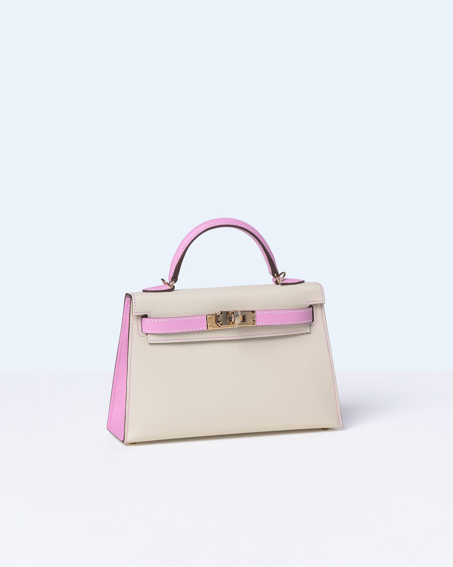 Kelly 20 HSS Craie and Mauve Slyvestre in Epsom Leather with Rose Gold Hardware