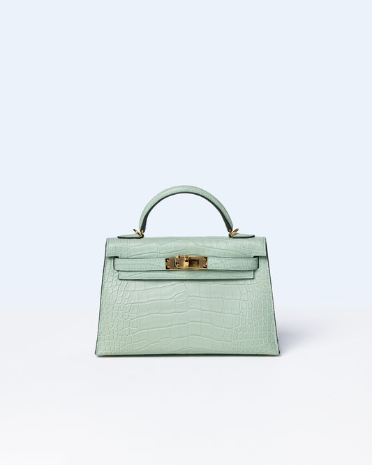 Kelly 20 Vert D'eau in Matte Alligator with Gold Hardware