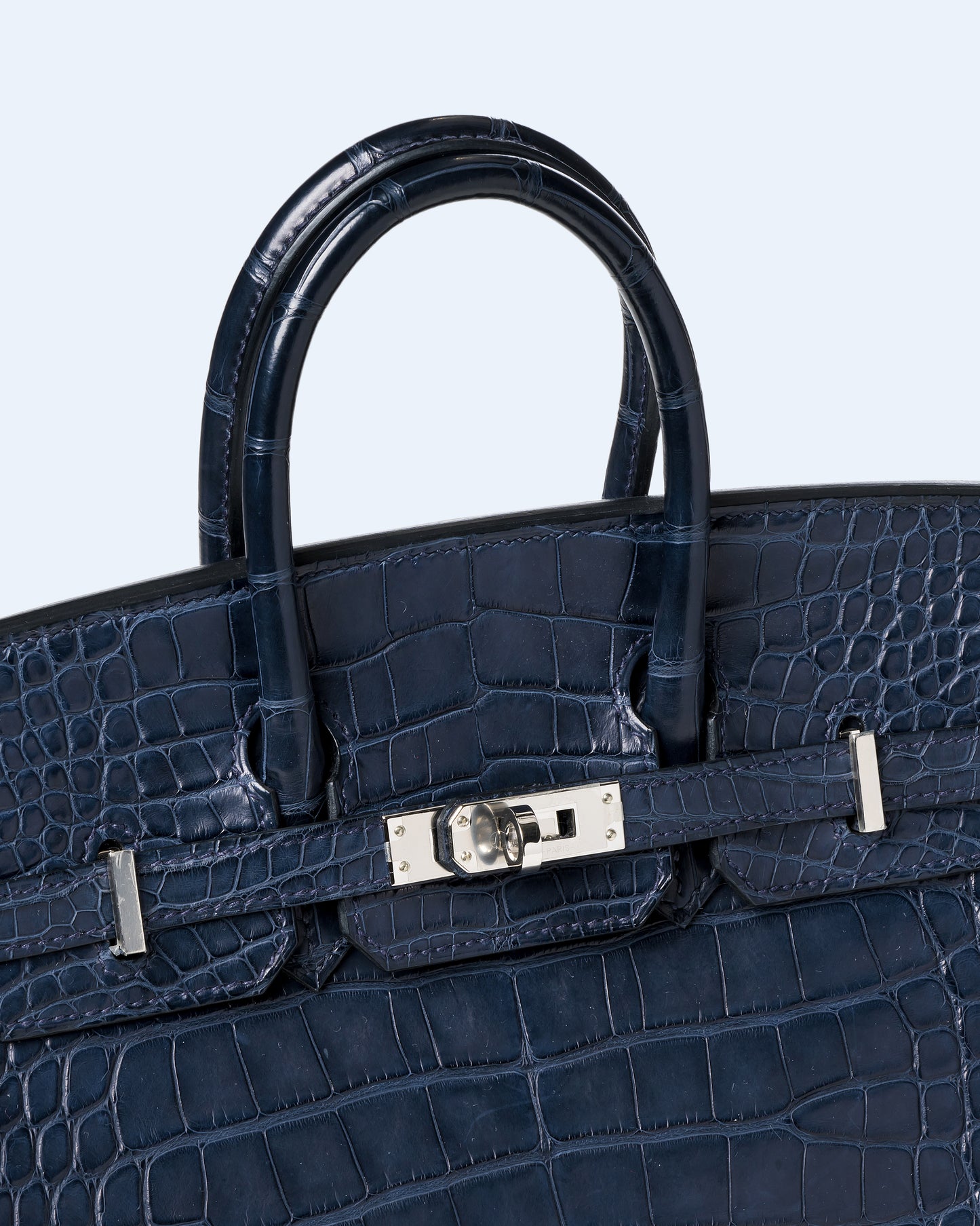 Birkin 25 Bleu in Matte Alligator with Palladium Hardware