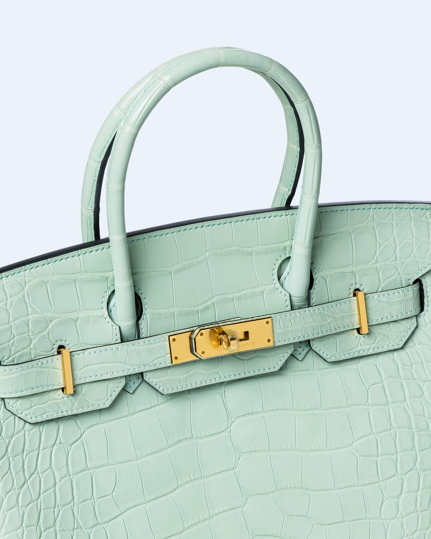Birkin 30 Vert D'eau in Matte Alligator with Gold Hardware