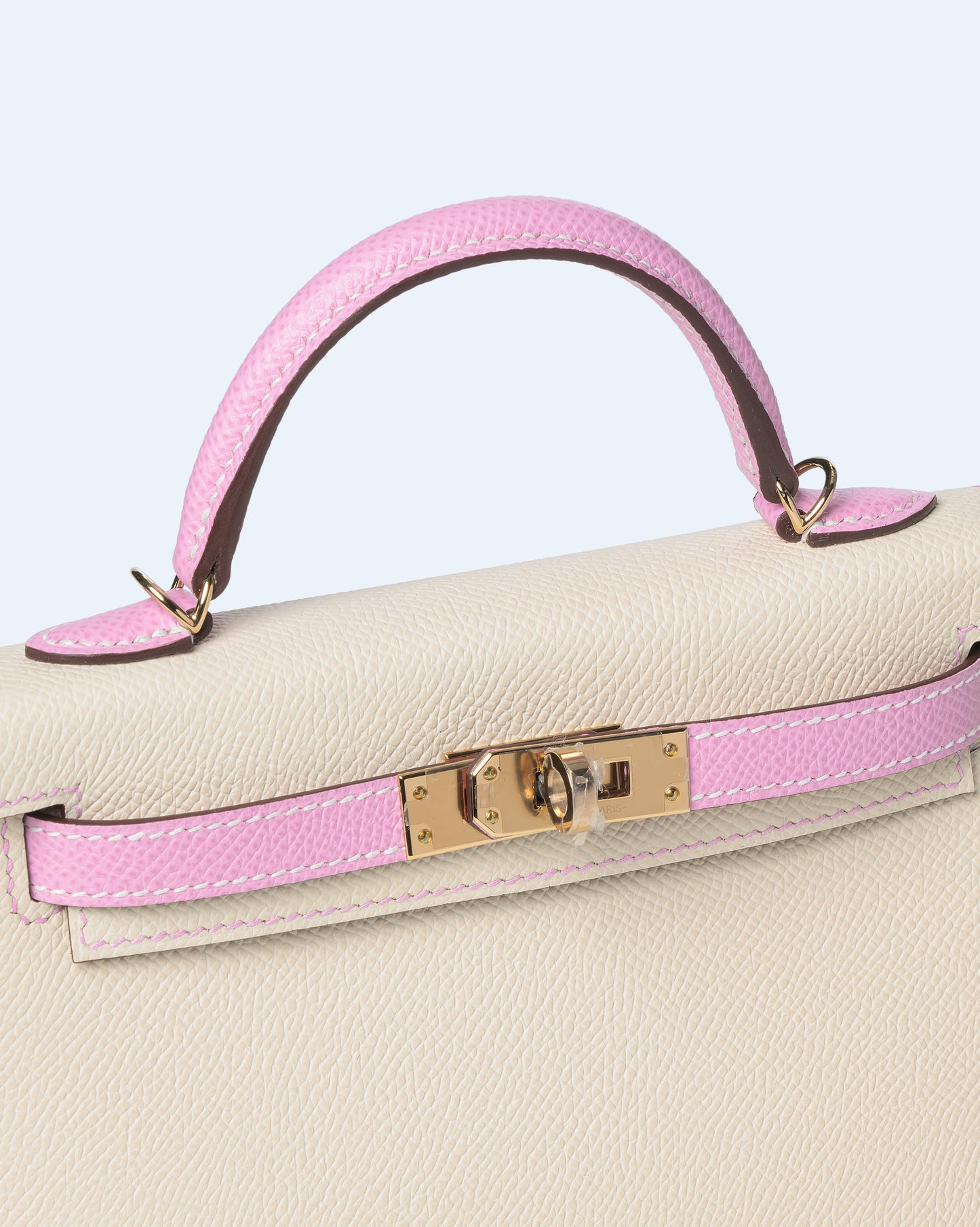 Kelly 20 HSS Craie and Mauve Slyvestre in Epsom Leather with Rose Gold Hardware