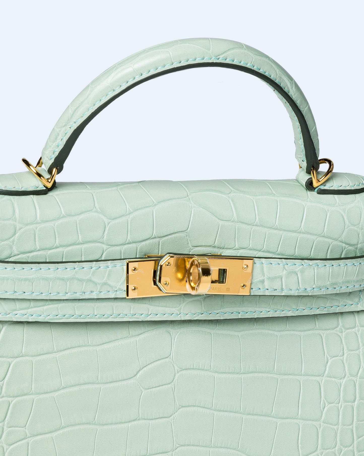 Kelly 20 Vert D'eau in Matte Alligator with Gold Hardware